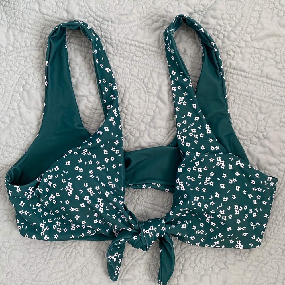 Green Floral Bikini Top
